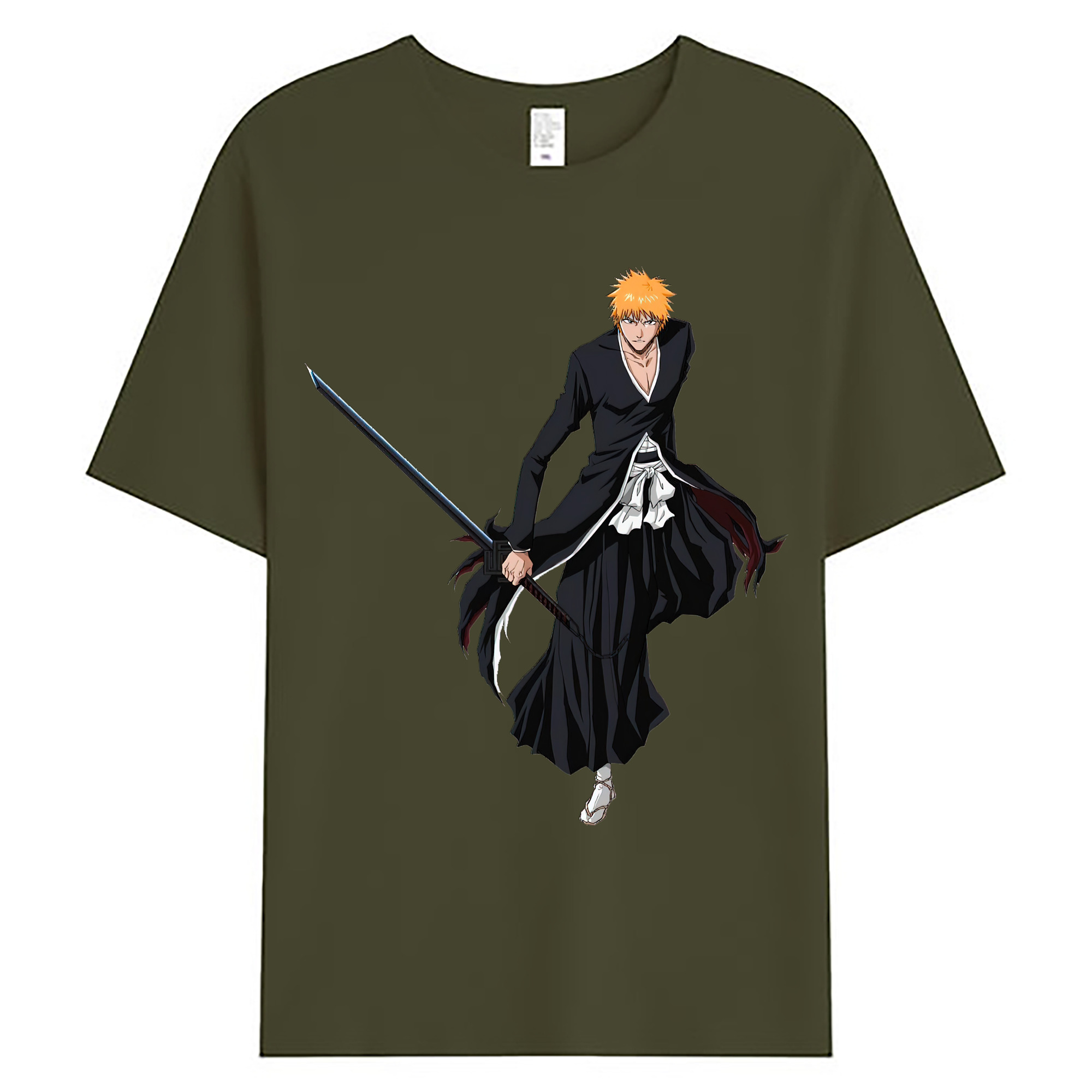 （画像用） ブリーチ 黒崎一護（くろさき いちご）BLEACH Kurosaki Ichigo 綿100％ メンズ半袖Tシャツ｜肌触りやわらか＆通気性